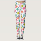buntes süßes Blumenmuster Leggings (Vorderseite)