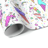 Buntes süßes Eiscreme-Dose-Einhorn-Muster Geschenkpapier (Rolleneckpunkt)