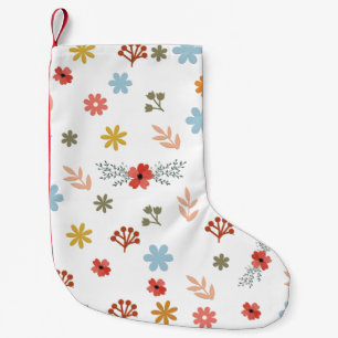 Buntes süßes Frühlingsblumenmuster, Wasserfarben M Kleiner Weihnachtsstrumpf