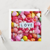 Buntes Süßigkeiten-Herz-Liebes-Valentinsgeschenk Karte (Vorderseite/Rückseite Beispiel)