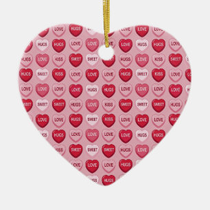 buntes Süßigkeiten Valentinstag Herz Muster Keramik Ornament