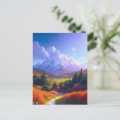 Buntes Tal und majestätischer Schneeberg Postkarte (Stehend Vorderseite)