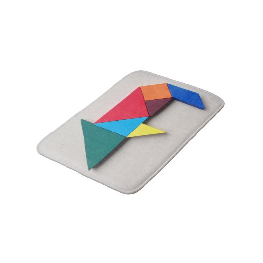 Buntes Tangramschwein Badematte (Schrägansicht)