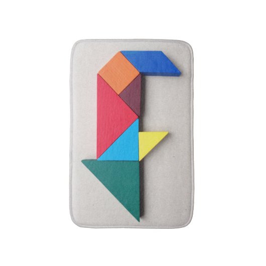 Buntes Tangramschwein Badematte (Vorderseite Vertikal)