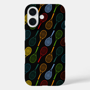 buntes Tennisschlägermuster iPhone 16 Hülle