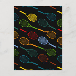 buntes Tennisschlägermuster Postkarte