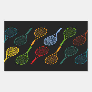 buntes Tennisschlägermuster Rechteckiger Aufkleber