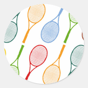 buntes Tennisschlägermuster Runder Aufkleber
