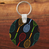 buntes Tennisschlägermuster Schlüsselanhänger (Vorderseite)
