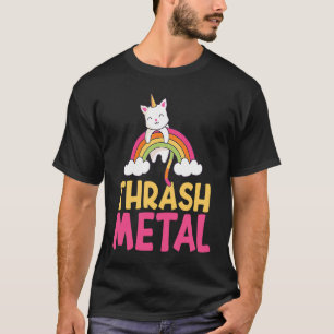 Buntes Thrash Metal Regenbogen Katze Einhorn Unica T-Shirt