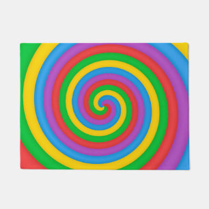 Buntes Tie-Dye-Regenbogen-Swirrel 60er-Jahre-Kunst Fußmatte
