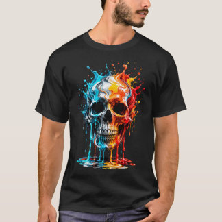 Buntes Totenkopf-Gotik-Rebellionskunst T-Shirt