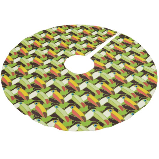 Buntes Toucans Polyester Weihnachtsbaumdecke (Schrägansicht)