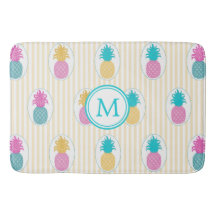 Buntes tropisches Ananas-Gelb-Streifen-Monogramm