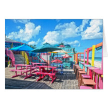 Buntes tropisches Bahamas-Strand-Bar u. Grill