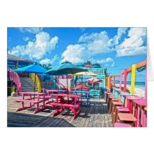 Buntes tropisches Bahamas-Strand-Bar u. Grill
