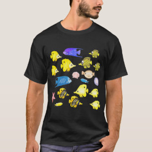 Buntes tropisches Fischwasserfarbenbild T-Shirt