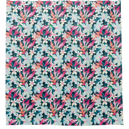 Buntes tropisches Muster Duschvorhang (Vorderseite)