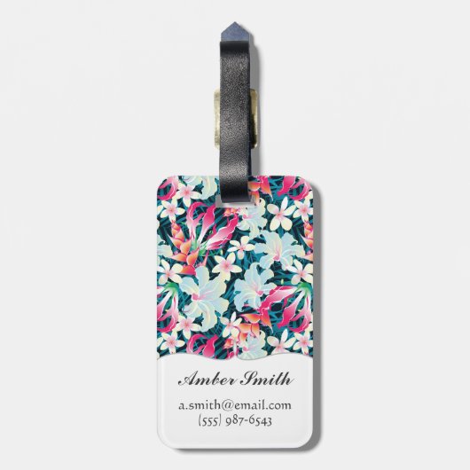 Buntes tropisches Muster Gepäckanhänger (Rückseite vertikal)