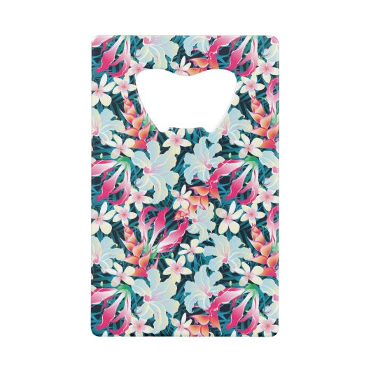 Buntes tropisches Muster Kreditkartenflaschenöffner (Vorderseite)