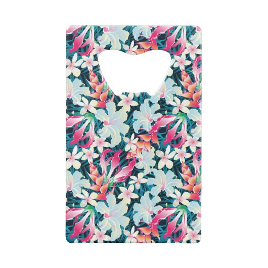 Buntes tropisches Muster Kreditkartenflaschenöffner (Rückseite)