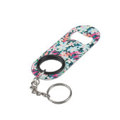 Buntes tropisches Muster Schlüsselanhänger Flaschenöffner (Rückseite Schrägansicht)