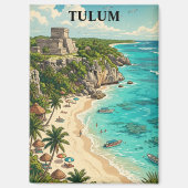 Buntes Tulum Mexiko Urlaub Retro Reise Magnet (Vorderseite)