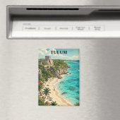 Buntes Tulum Mexiko Urlaub Retro Reise Magnet (In Situ (Geschirrspüler))