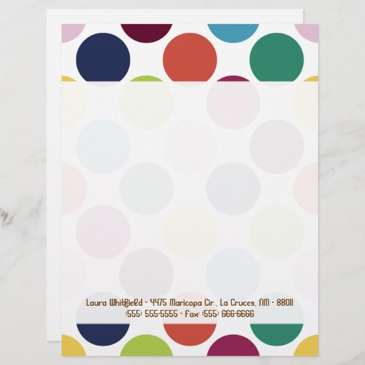 Buntes Tupfen-Blasen-Briefkopf-Briefpapier Briefkopf (Vorne/Hinten)