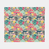 Buntes Tupfen-Kaktus-Muster Fleecedecke (Vorderseite (Horizontal))