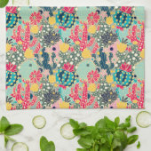 Buntes Tupfen-Kaktus-Muster Geschirrtuch (Gefaltet)