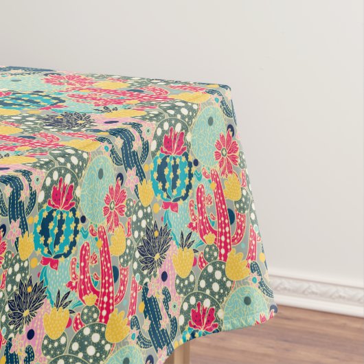 Buntes Tupfen-Kaktus-Muster Tischdecke (Beispiel)