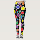 Buntes Tupfen-Schwarzes Leggings (Vorderseite)