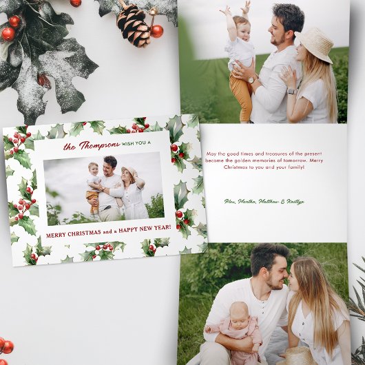 Buntes und festliches Weihnachtsfest Heiliges Foto Dreifach Gefaltete Urlaubskarte