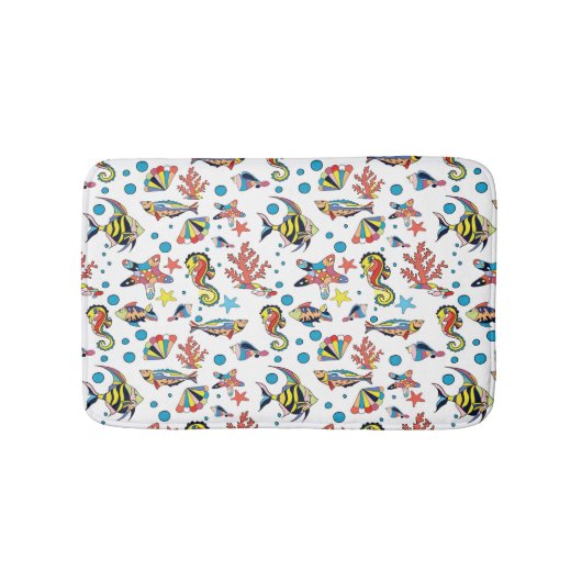 Buntes Unterwasserseeleben-Muster Badematte (Vorderseite)