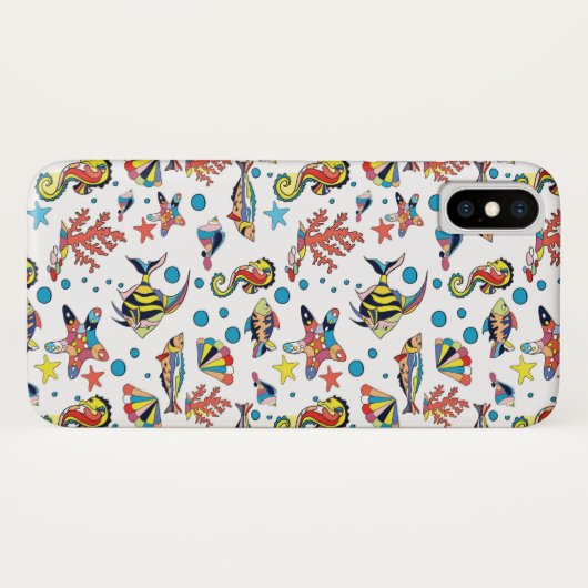 Buntes Unterwasserseeleben-Muster Case-Mate iPhone Hülle (Rückseite (Horizontal))