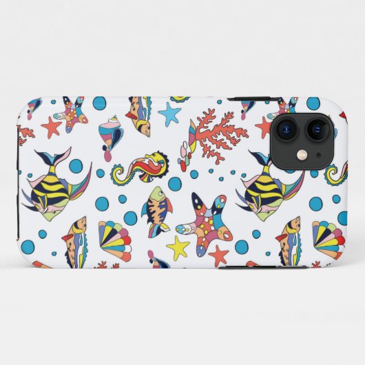 Buntes Unterwasserseeleben-Muster Case-Mate iPhone Hülle (Rückseite (Horizontal))
