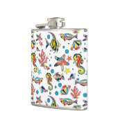 Buntes Unterwasserseeleben-Muster Flachmann (Links)