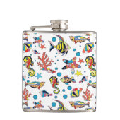 Buntes Unterwasserseeleben-Muster Flachmann (Vorderseite)