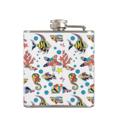 Buntes Unterwasserseeleben-Muster Flachmann (Rückseite)