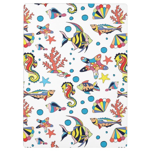 Buntes Unterwasserseeleben-Muster Klemmbrett (Rückseite)