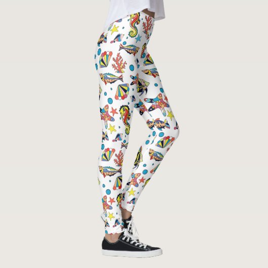 Buntes Unterwasserseeleben-Muster Leggings (Rechts)