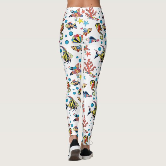Buntes Unterwasserseeleben-Muster Leggings (Rückseite)