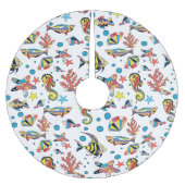 Buntes Unterwasserseeleben-Muster Polyester Weihnachtsbaumdecke (Vorderseite)