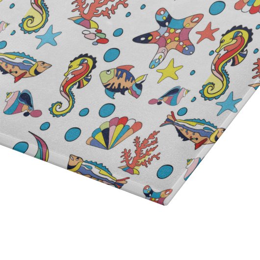 Buntes Unterwasserseeleben-Muster Schneidebrett (Ecke)