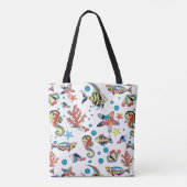 Buntes Unterwasserseeleben-Muster Tasche (Rückseite)