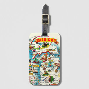 Buntes Vintage-Michigan-Karten-Postkarten-Motiv Gepäckanhänger