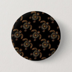 Buntes vintage-Schildkrötendesign Button