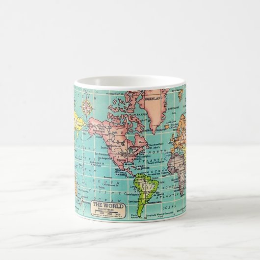 Buntes Vintage-Weltkarten-Mug Kaffeetasse (Mittel)