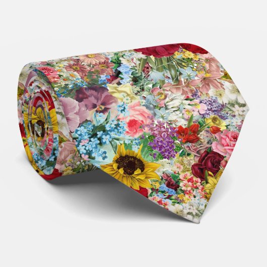Buntes Vintages Blumen Krawatte (Gerollt)